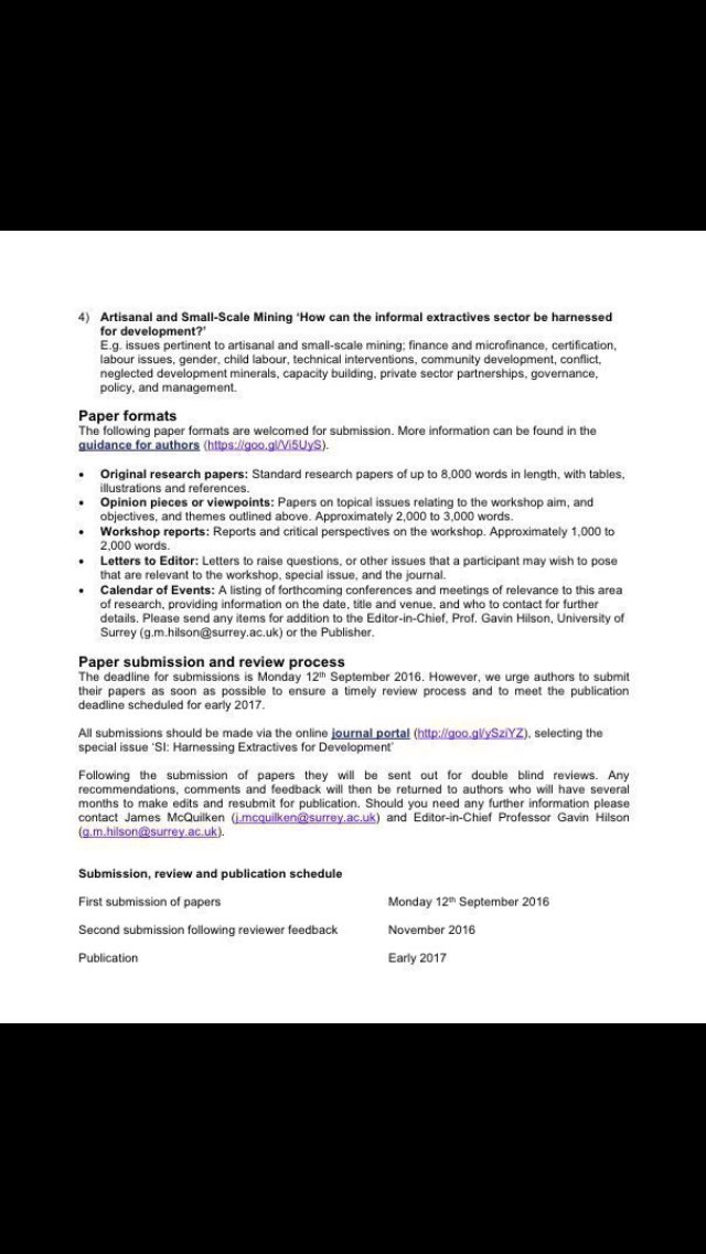 J_McQuilken's tweet photo. Submission is now OPEN for special section Harnessing Extractives for Development: https://t.co/XrTCkhCr0r #EX4DEV16 https://t.co/6tK0UHmcMl