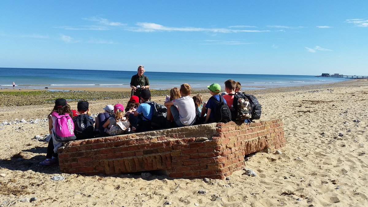 BrokeHallSchool's tweet photo. We walked from West Runton to Cromer this morning and found out about erosion and WWII #afsc2016 https://t.co/RH09nEKA0d