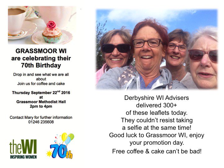 BaslowWI's tweet photo. Having a laugh &amp; promoting WIs. @DerbyWIs @WomenoftheWI @WomensInstitute 
@McHargDiane 
@LindyASingleton
@LizMangle https://t.co/t4LTMphZYs