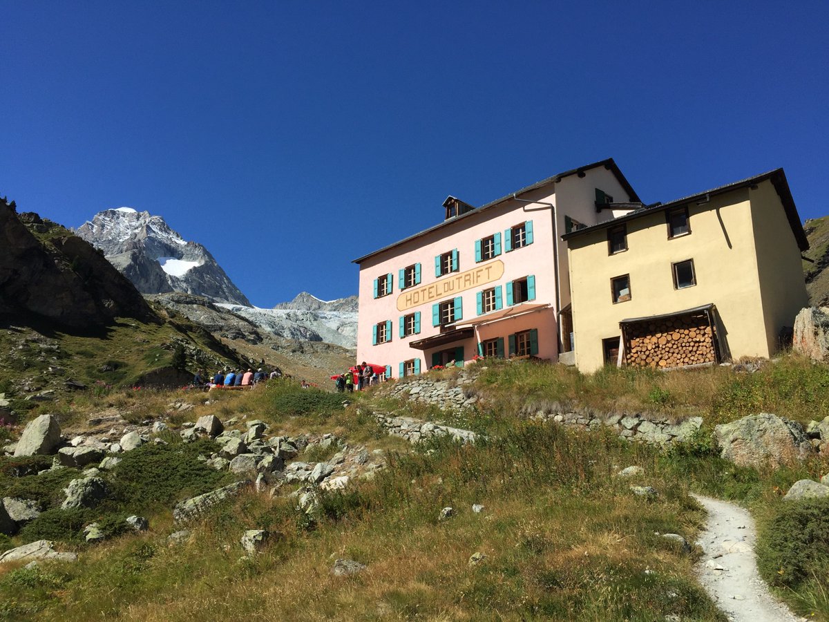 The very welcome sight of the Hotel Du Trift at 2337m above #zermatt A day without lifts or cable cars.