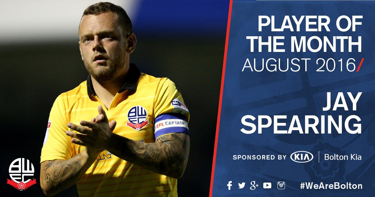 OfficialBWFC's tweet photo. 🏆 Congratulations to Jay Spearing - he won your vote for #BWFC's August Player of the Month! https://t.co/nr9o2Io4JJ