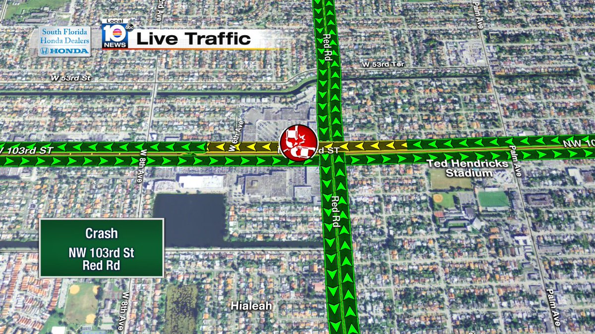 Crash on NW 103rd St at Red Rd #traffic https://t.co/GMp7lKMOp4
