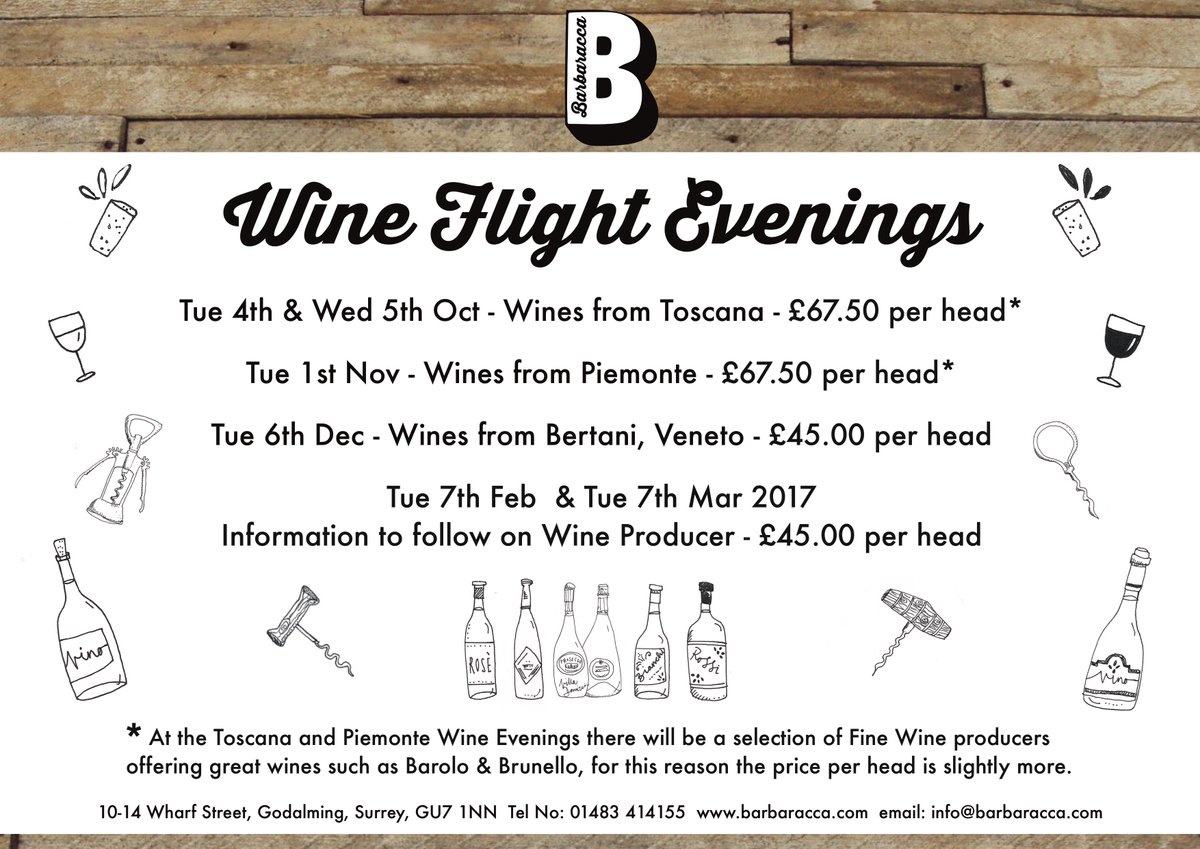 BarbaraccaEat's tweet photo. Limited spaces available in October. Call us on 01483 414155 or email us at info@barbaracca.com to book your table. https://t.co/kKq9Pgfy8D