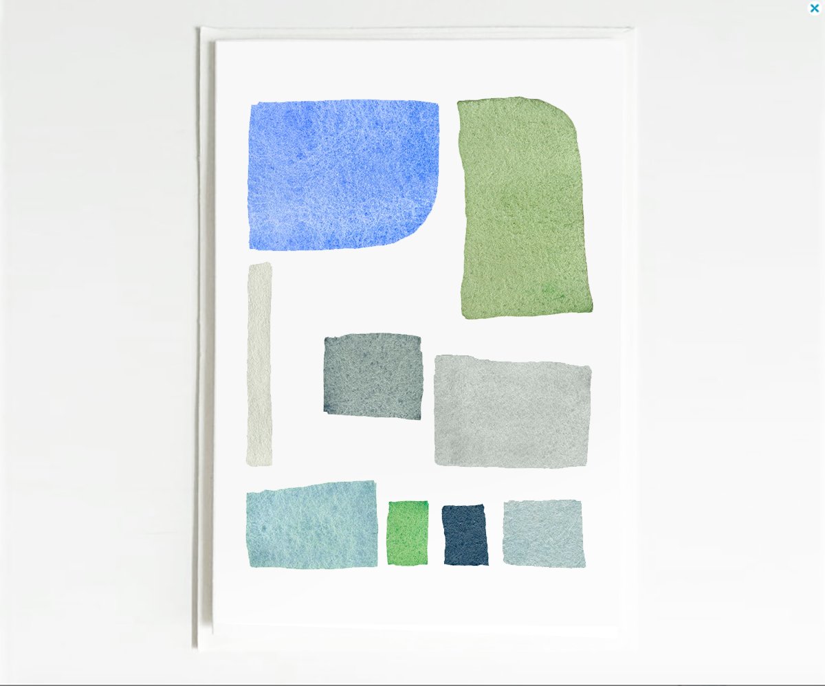 Green Gray Geo - Greeting Card etsy.me/2cxQjr4 #watercolor #watercolour #greetingcard #abstract #modernist