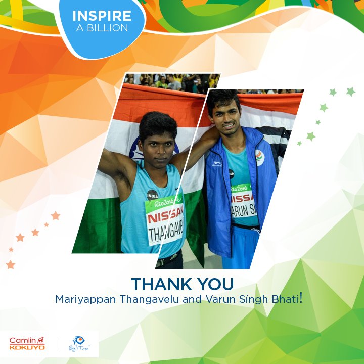 IndiaOlympics's tweet photo. Thank you #MariyappanThangavelu for #Gold &amp; #VarunSinghBhati for #Bronze in the #Paralympic Games. #InspireABillion https://t.co/u1JPDc1ZqK