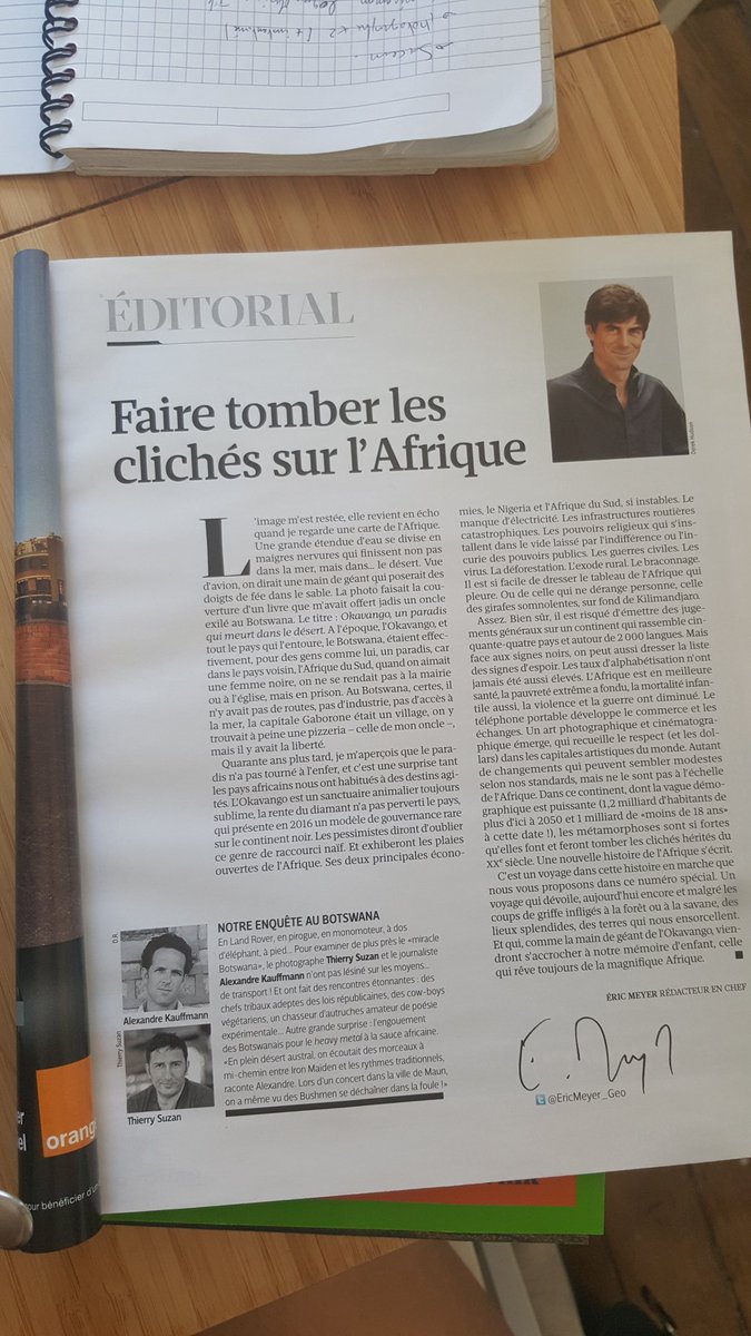 Un grand bravo pour ce numéro spécial #Afrique et surtout pour ce très bel éditorial! 👏🖒@EricMeyer_Geo #Geo #culture