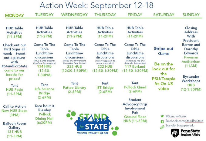 Today begins @standforstate Action Week! Check out the events to learn how you can make a difference on campus.