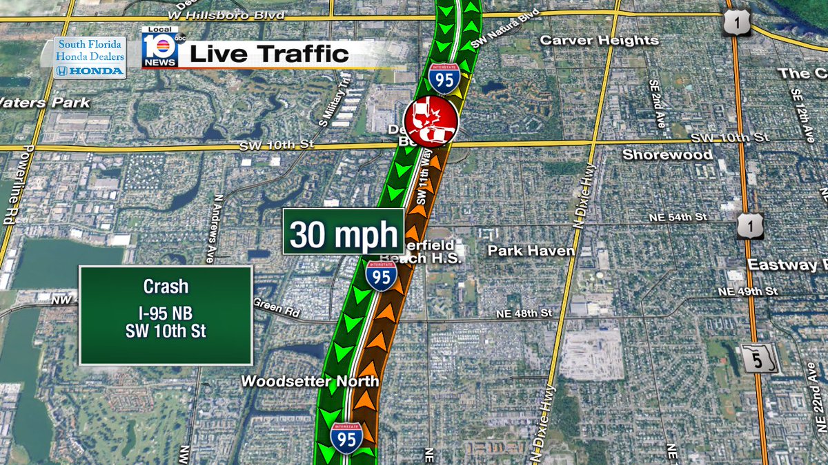 Crash on I-95 NB at SW 10th St #traffic https://t.co/opLnjx0uWz