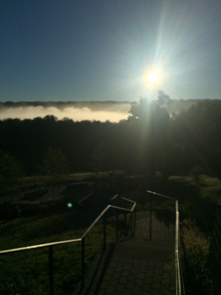 jedusich's tweet photo. Beautiful morning fog over Aof athletic Fields and new memorial steps. #AOF #aof2016 #avonoldfarms https://t.co/27KGo1SbLg