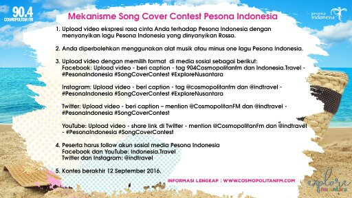 CosmopolitanFM's tweet photo. Nyanyi #PesonaIndonesia dr @mynameisrossa bisa wisata ke Pulau Komodo 4H3M, mau? #SongCoverContest @indtravel https://t.co/Tk0LO2vYsf