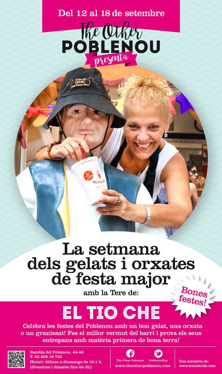 PoblenouMap's tweet photo. Celebrem les Festes de #Poblenou amb els #gelats i #orxates d' @orxataeltioche. La Tere us espera al cor del barri!! https://t.co/lAhMYLBdNH