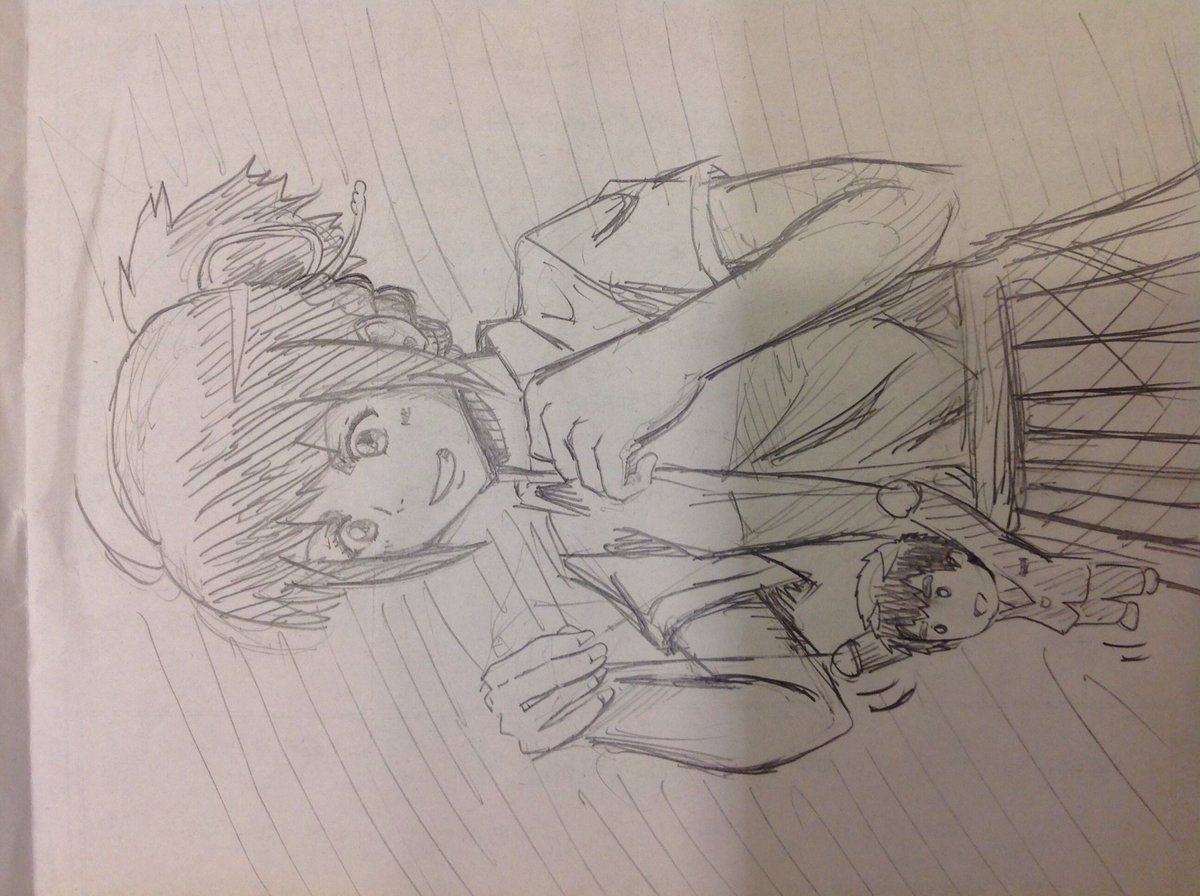 #君の名は。三葉が瀧の人形で遊ぶ絵が意外と反響あったので逆ver描いてみた。
瀧くん超描きやすい 