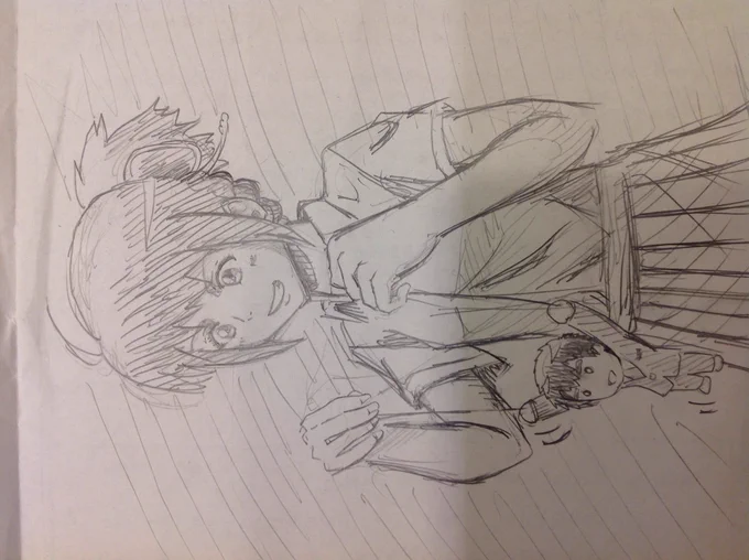 #君の名は。三葉が瀧の人形で遊ぶ絵が意外と反響あったので逆ver描いてみた。
瀧くん超描きやすい 