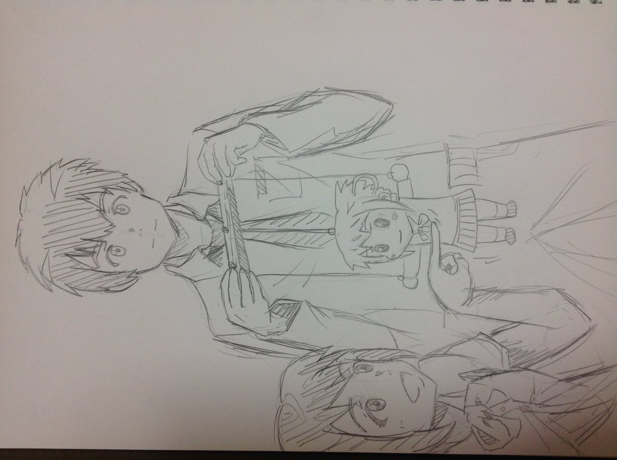 #君の名は。三葉が瀧の人形で遊ぶ絵が意外と反響あったので逆ver描いてみた。
瀧くん超描きやすい 