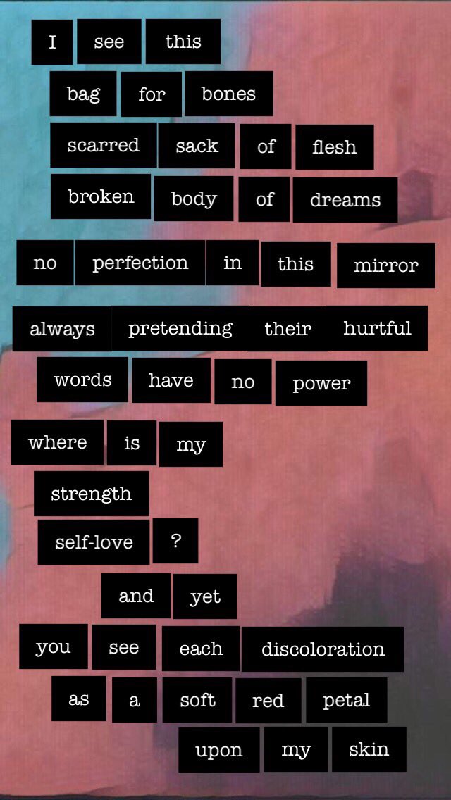 | 12 September 2016| defined by skin | original magnetic poetry | #amwriting #magneticpoetry