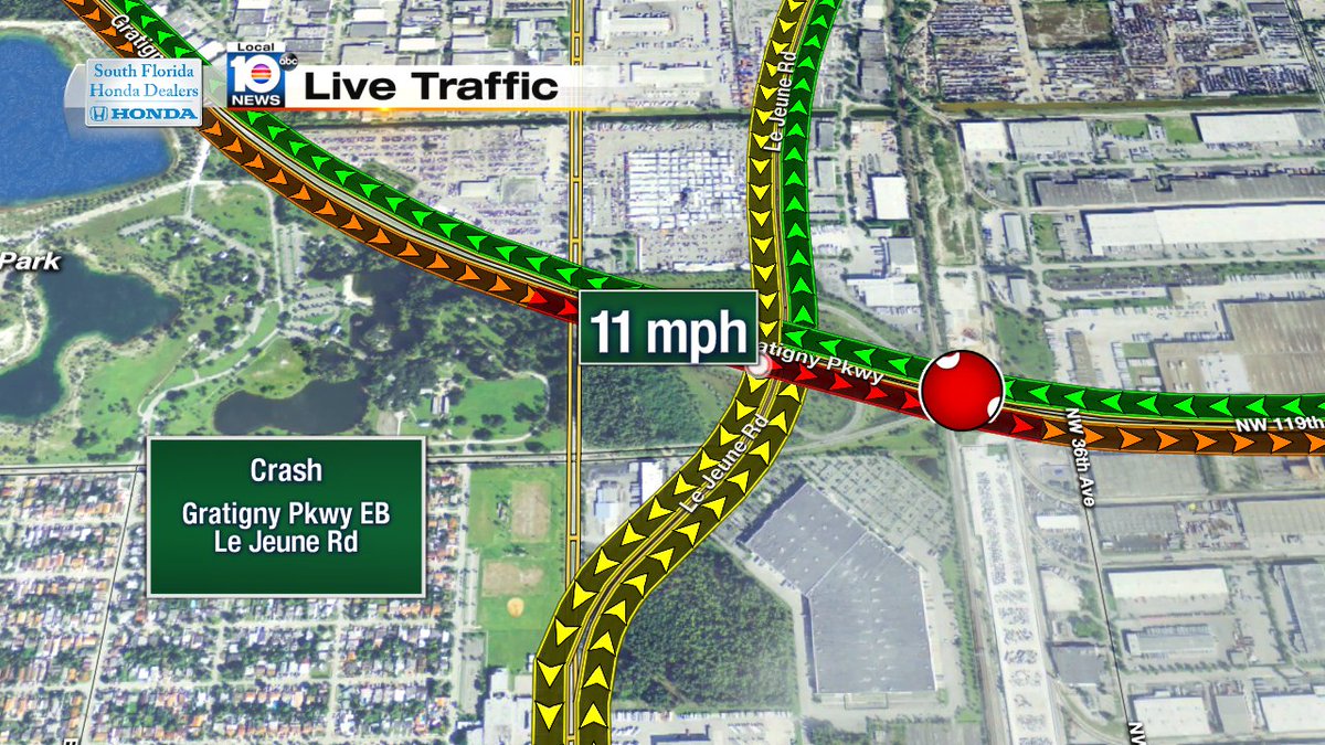Crash on Gratigny Pkwy EB at Le Jeune Rd #traffic #miami https://t.co/CWEiuNXDfi