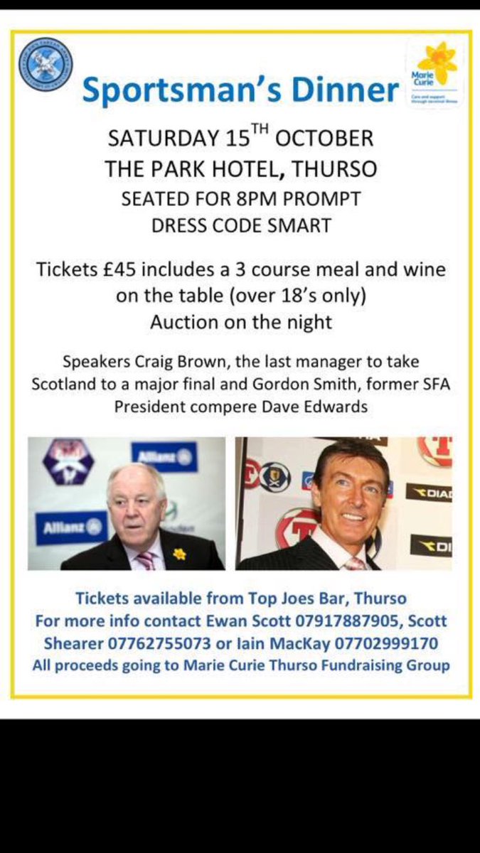 Our sportsman dinner is now sold out. Thanks for all your support towards a great cause. Should be a fantastic night