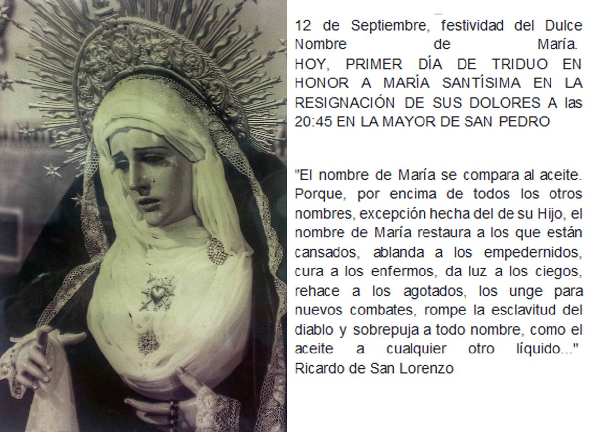 JDescendimiento's tweet photo. HOY, PRIMER DÍA DE TRIDUO EN HONOR A MARÍA SANTÍSIMA EN LA RESIGNACIÓN DE SUS DOLORES https://t.co/hP7741Z9e4