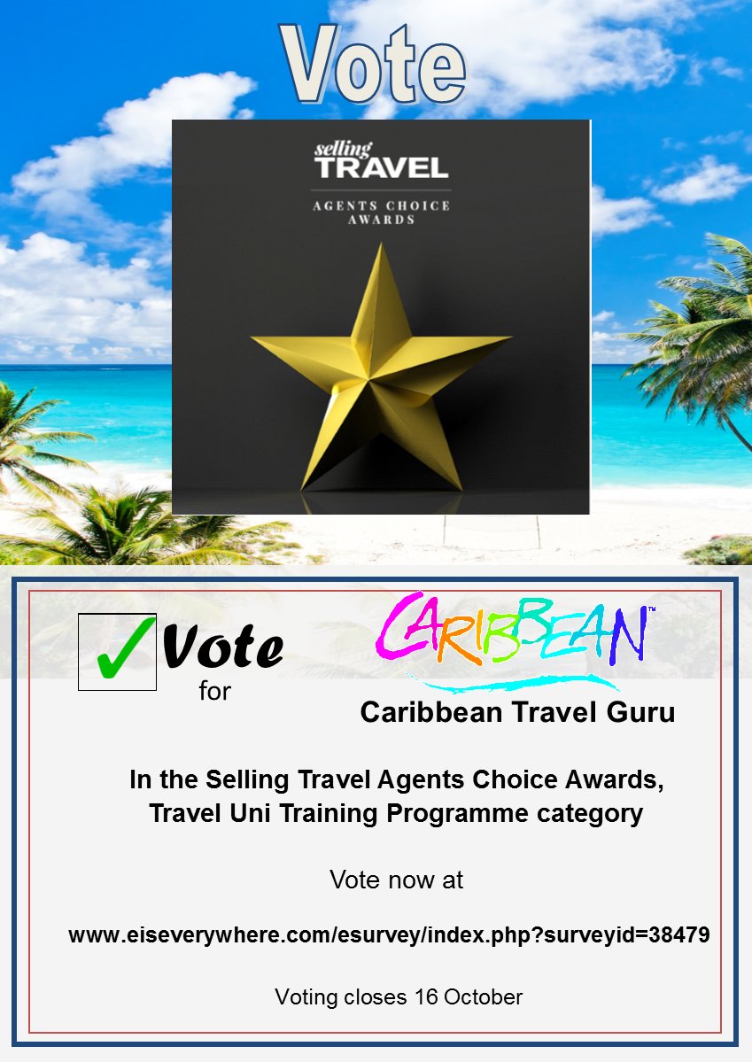 _LoveCaribbean's tweet photo. #TravelAgents Vote for #CaribbeanTravelGuru in the @sellingtravmag Choice Awards #STACA16 https://t.co/NUIooyRKCM https://t.co/mXfSoleraM