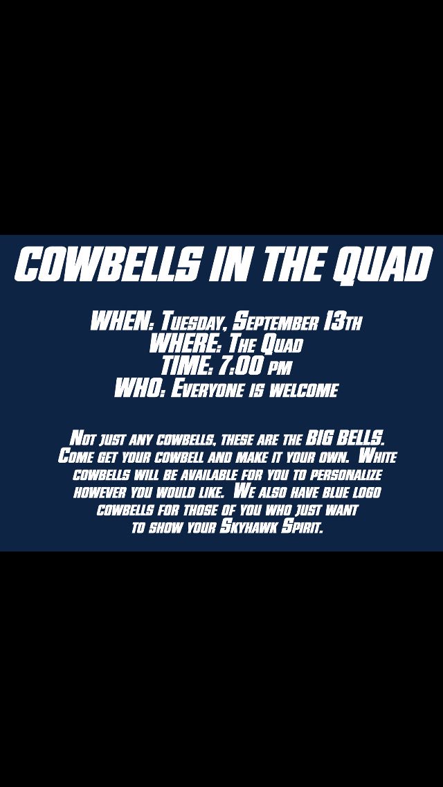 Tomorrow in the Quad! #MoreCowbell #HawkUp 🔸🔹 <a href="/UTMSports/">UT Martin Athletics</a>