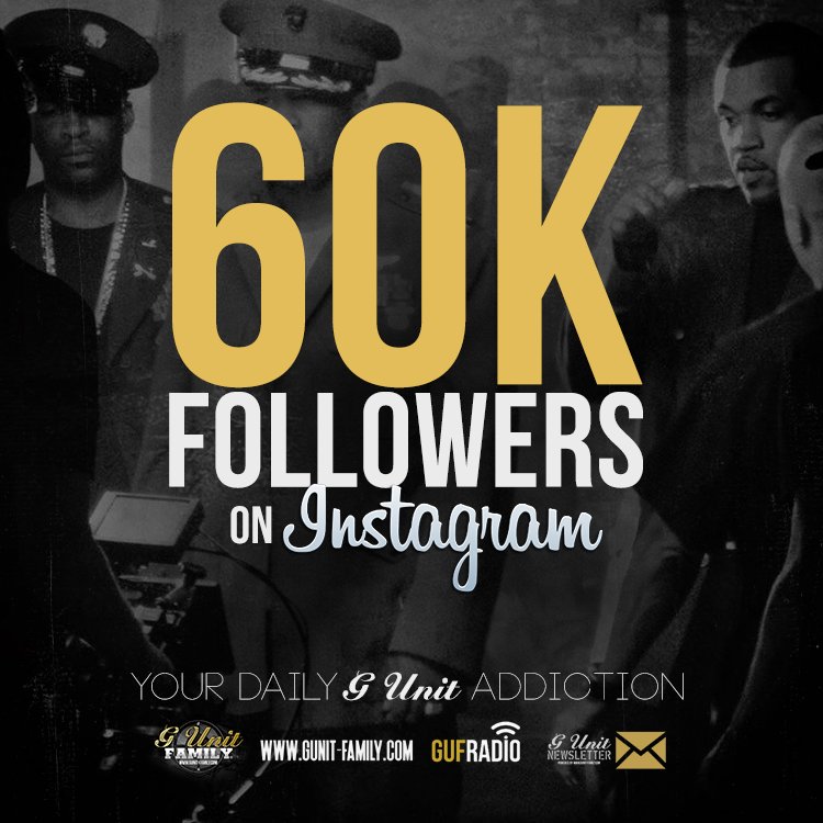 GUnitFamilySite's tweet photo. #GUNITFAMILY Hit 60k Authentic Followers On Instagram!! Thank You For Your Support!🔥🔥🔥 IG: https://t.co/OpYlqgppLS https://t.co/QujdMY0N8n