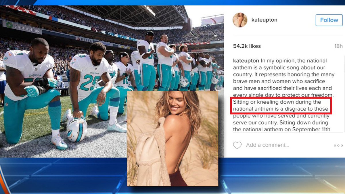 Supermodel @KateUpton calls #Dolphins who knelt during National Anthem a #disgrace bit.ly/2cqBu9a?utm_me… https://t.co/yyqH0zvzHy