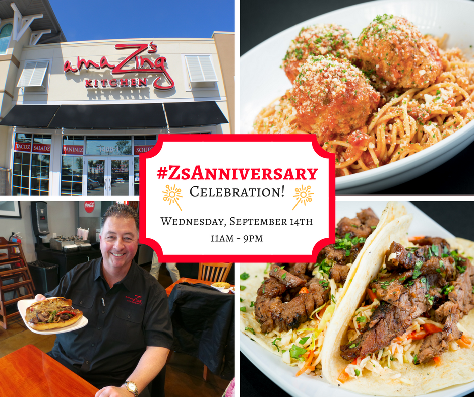 myrtlebeach's tweet photo. The first 14 people in line at #ZsAmazingKitchen on Wednesday, Sept. 14 will get #FREE food! #ZsAnniversary https://t.co/7zpwVQeGO8