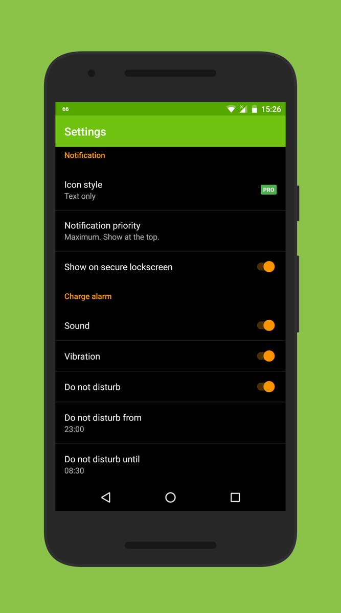 AccuBatteryapp's tweet photo. AccuBattery 1.1.4: New features: do not disturb mode, text icon style, available in Italian, Arabic and Portuguese! https://t.co/2ALW9t24H0