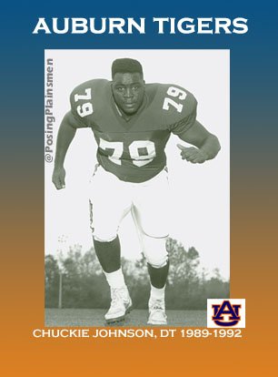 Big Chuckie Johnson (Fayetteville, NC) busts thru the line (1988-1992). #Auburn #WarEagle