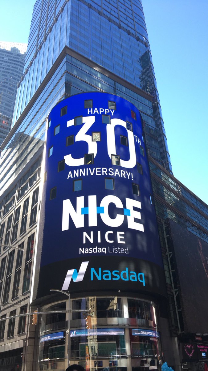 NasdaqExchange's tweet image. Happy 30th anniversary @NICE_CX! So $NICE to have you here to celebrate with us ☺️