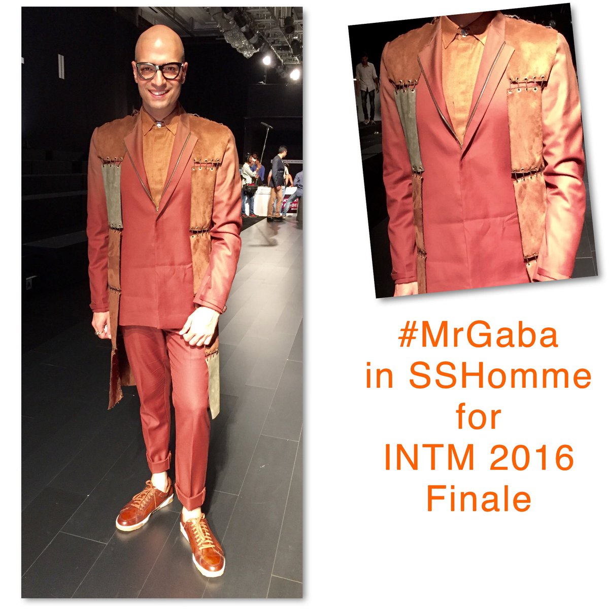 Iamneerajgaba's tweet photo. #MrGaba in @SSHomme #suit @colehaan #shoes @marcjacobs #frames #intm2 #finale @mtvindia #mensfashion #leatherjacket https://t.co/cDWAcIDzvx