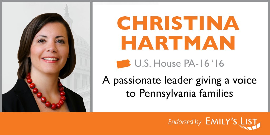 emilyslist's tweet photo. EMILY’s List endorsed @hartmanforpa for #PA16! Learn more: https://t.co/9iKrMQt6QZ https://t.co/DpoJOl6FCB