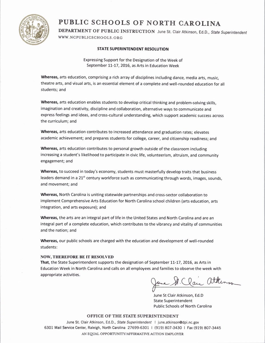 conductord's tweet photo. We are celebrating National #ArtsEdWeek in @dcsnc this week, Sep 11-17.  What is happening at your school? https://t.co/twr8Gi9B6B