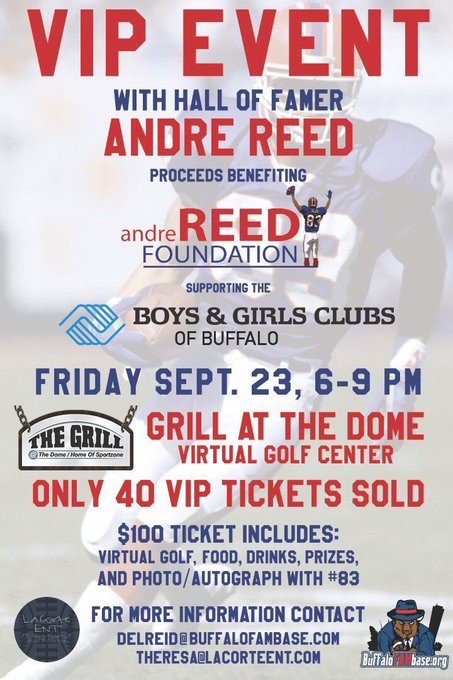 BGCBuffalo's tweet photo. Thanks for the shout out! @DelReid It's going to be a great event. #billsmafia #BGCBuffalo https://t.co/0OaXPhKEzs