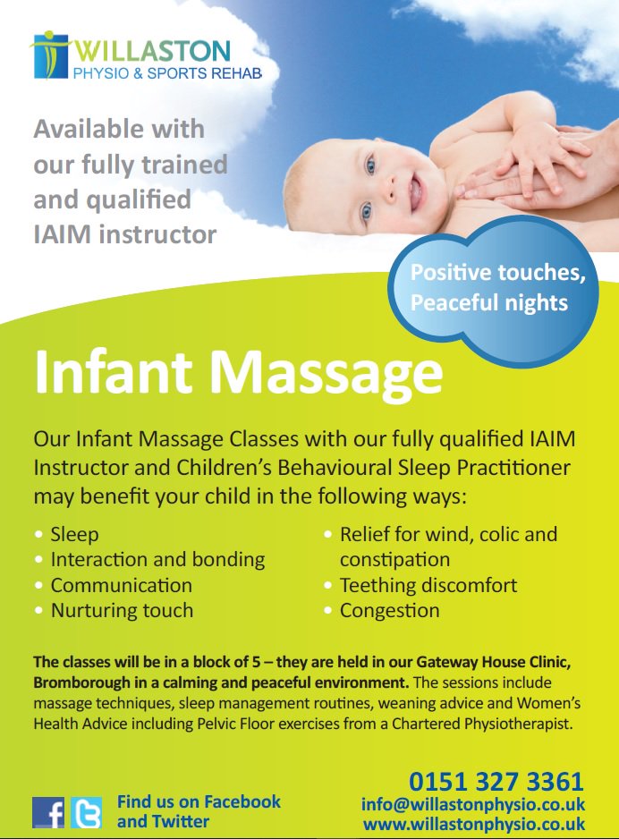 WillastonPhysio's tweet photo. #infantmassage #babymassage #specialoffer Book onto this course and get a place on our #InfantCPR for Β£15 @Netmums https://t.co/RN9enarq3Q