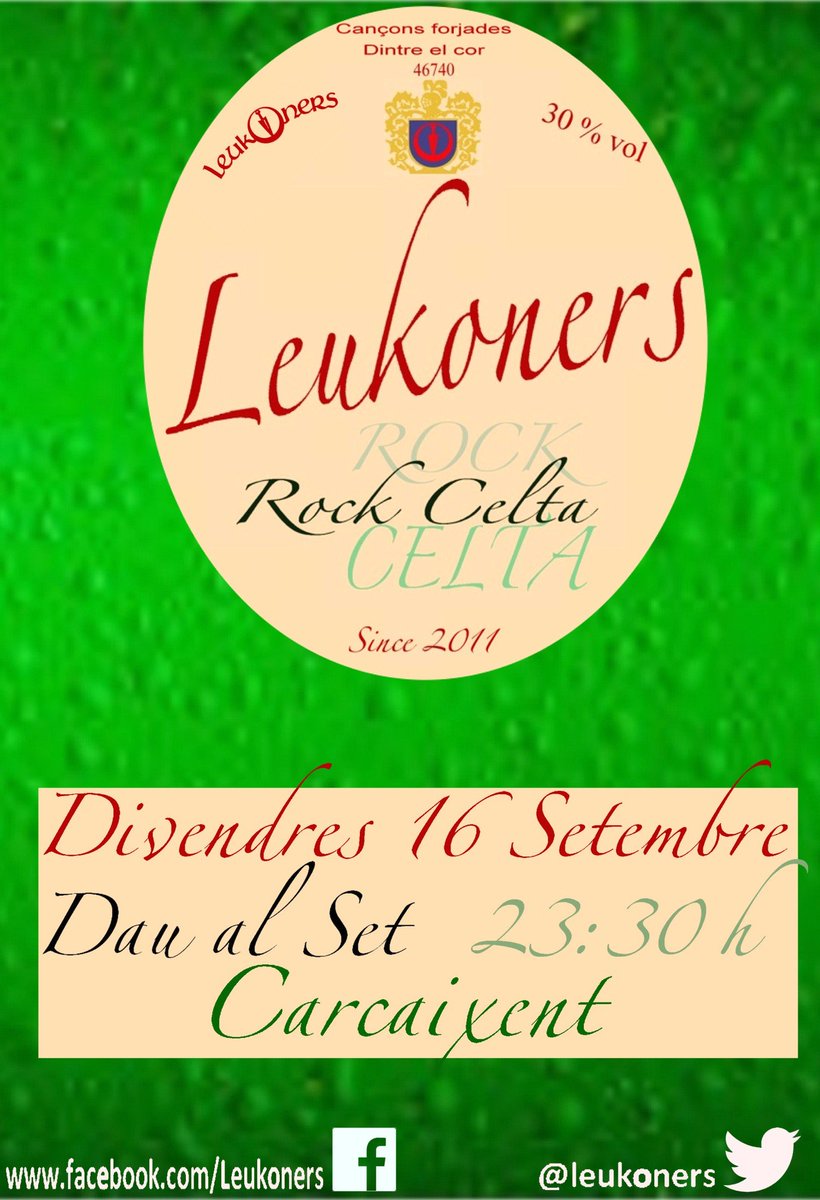 Comfirmem data,Divendres catarem la nova #irishcider de <a href="/NandoAranda/">nando aranda</a> vos esperem al #daualset #carcaixent #rockcelta