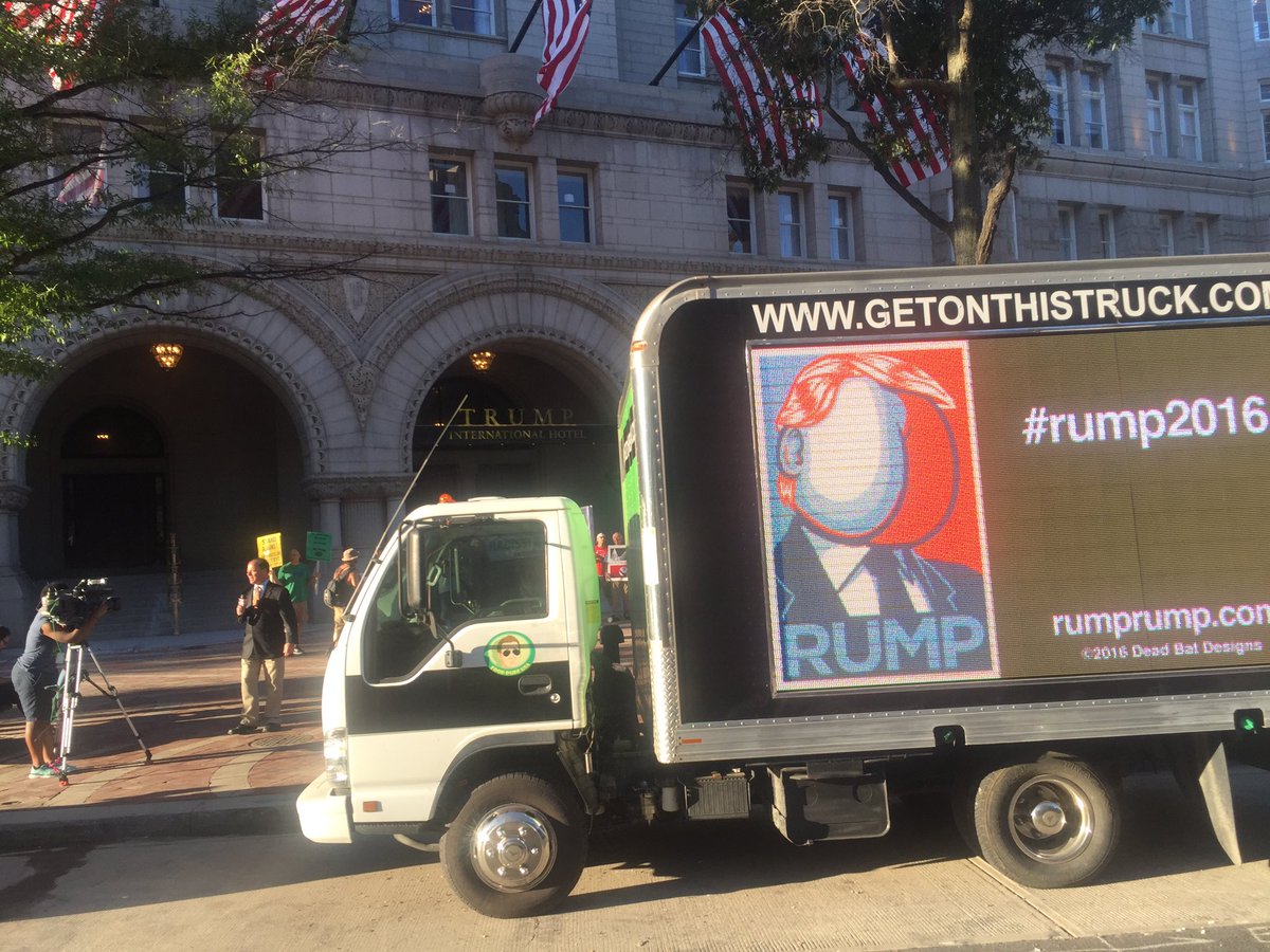 tonytribby's tweet photo. This morning outside the new Trump hotel in DC. #Rump2016 https://t.co/wMwk9C6bl8