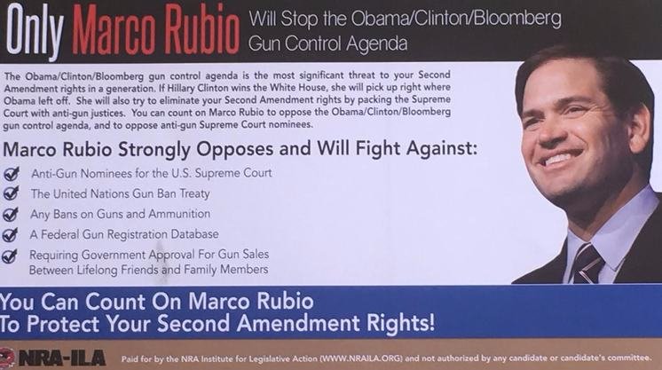 MiamiMetroBugle's tweet photo. NRA flier defends Rubio https://t.co/sXCJET1q0v https://t.co/466lqDKMcG