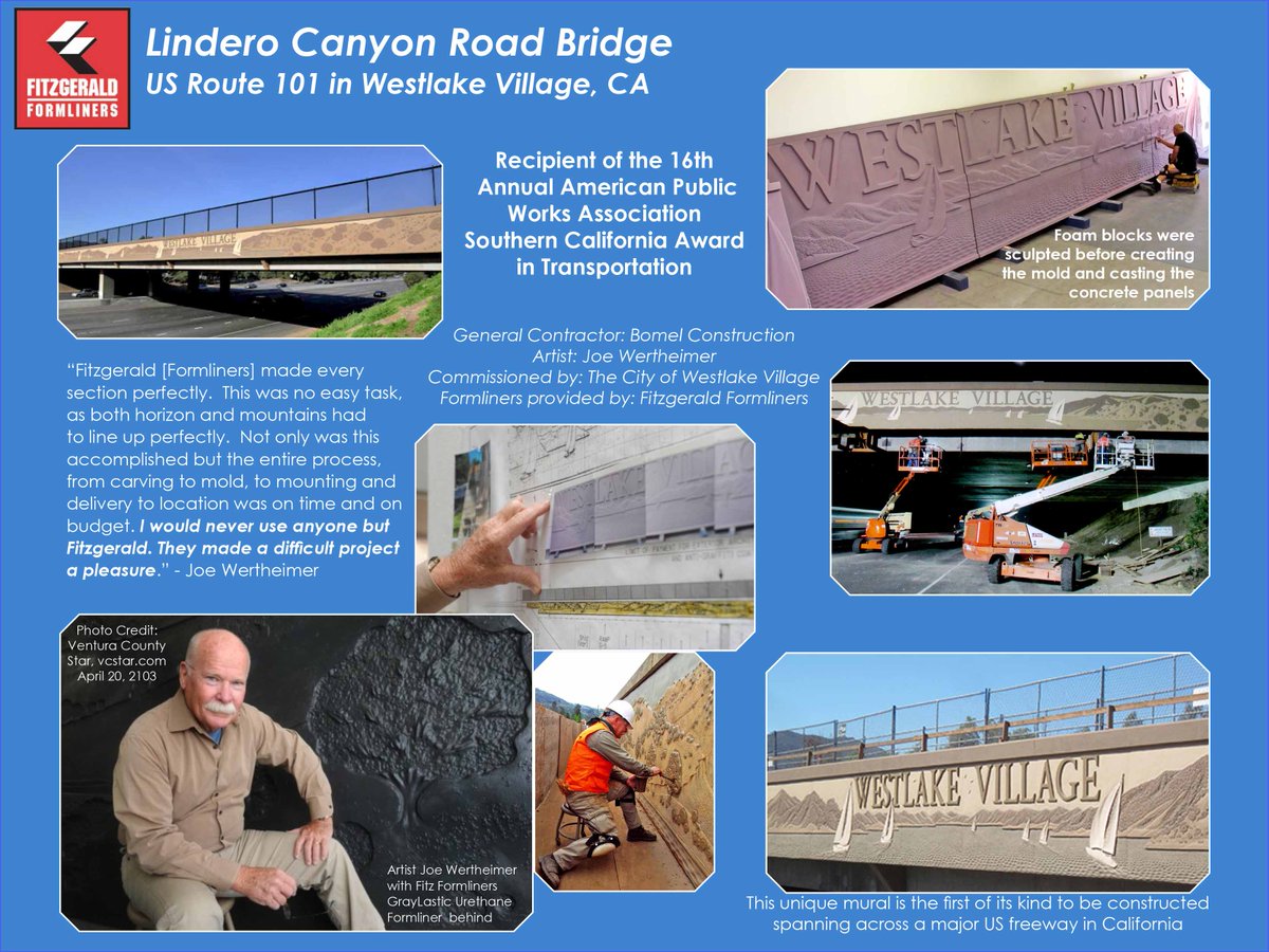 fitzformliners's tweet photo. #Custom Project Highlight- Award Winning Lindero Canyon Road Bridge in @westlakevillage! #art #formliner #concrete https://t.co/1kjI4T9JSB