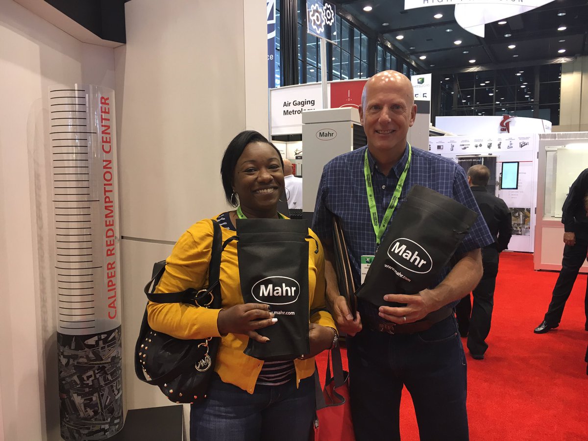 mahr_inc's tweet photo. Our first #CaliperRedemption customers! Thanks Tarana and Rusty from Parker! #IMTS2016 https://t.co/Hejbx49iop