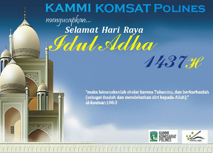 KAMMI Komisariat Polines mengucapkan, "Selamat Hari Raya Idul Adha 1437 H"
Kontrol makanannya dan jaga kesehatan yaa