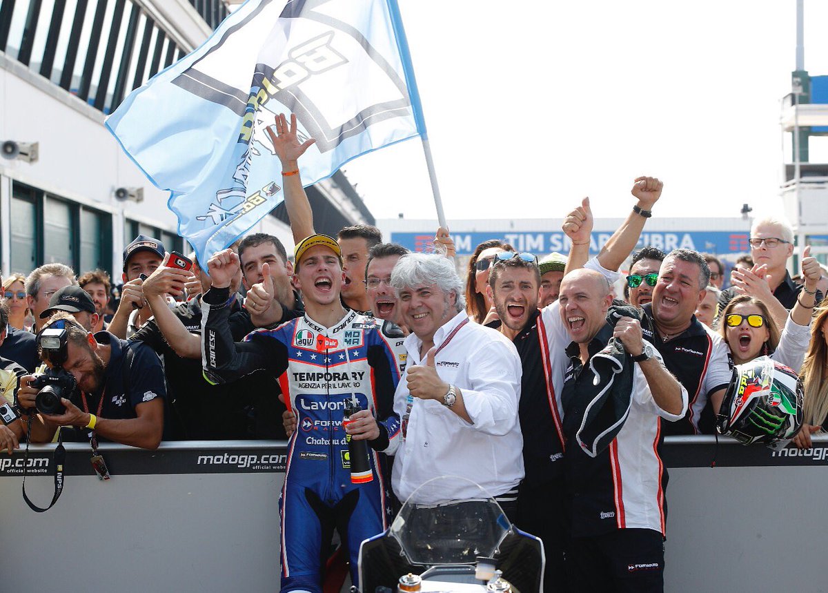 7balda's tweet photo. Thanks to @ForwardRacingGP @VRRidersAcademy and all the people close to me until this magic moment!!!! 🏁🇮🇹😃 https://t.co/PMO7zsnZcG