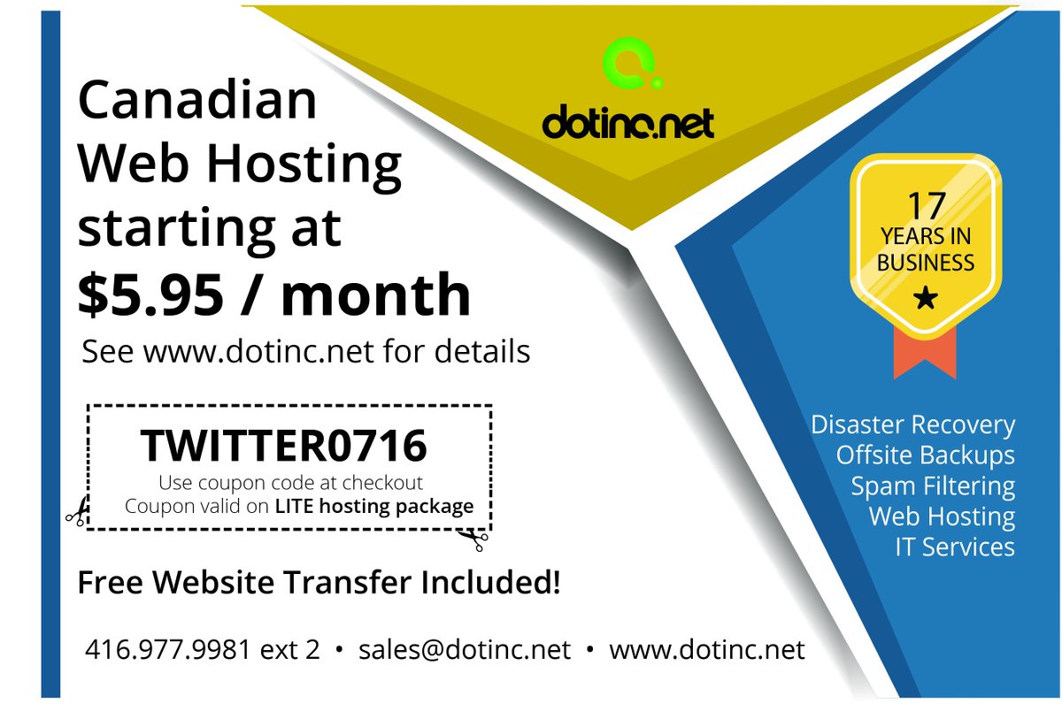 dotincnet's tweet photo. #Canadian #webhosting $5.95 a month. 17 years in business #free #websitetransfer ALSO: site re-design from $250.00 https://t.co/K1u7v0XSBf