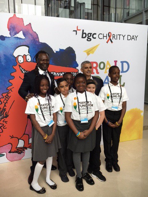 CardwellSE18's tweet photo. Pupils with Levi Roots, Sadiq Khan and the Grenadier Guards at Canary Wharf. https://t.co/YpmO9uF2UK