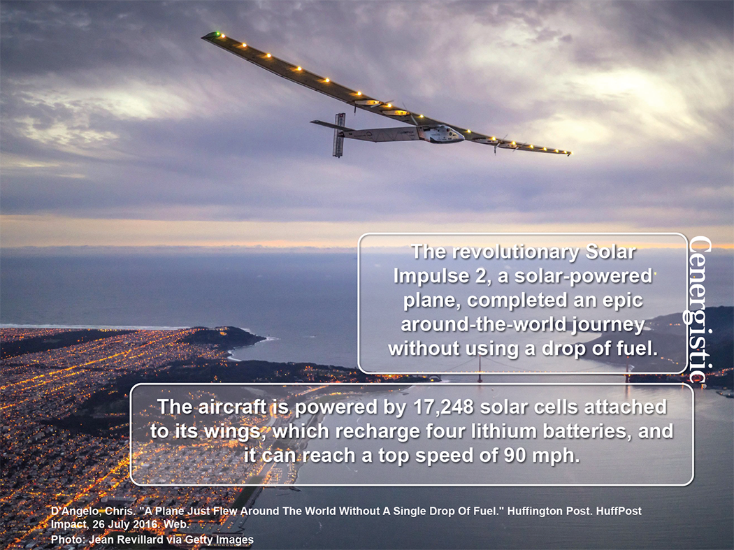 PCS_Cenergistic's tweet photo. Solar plane travels around the world w/o burning a single drop of fuel! @Cenergistic #SolarPulse2 #Energy https://t.co/oobuLPgxt3