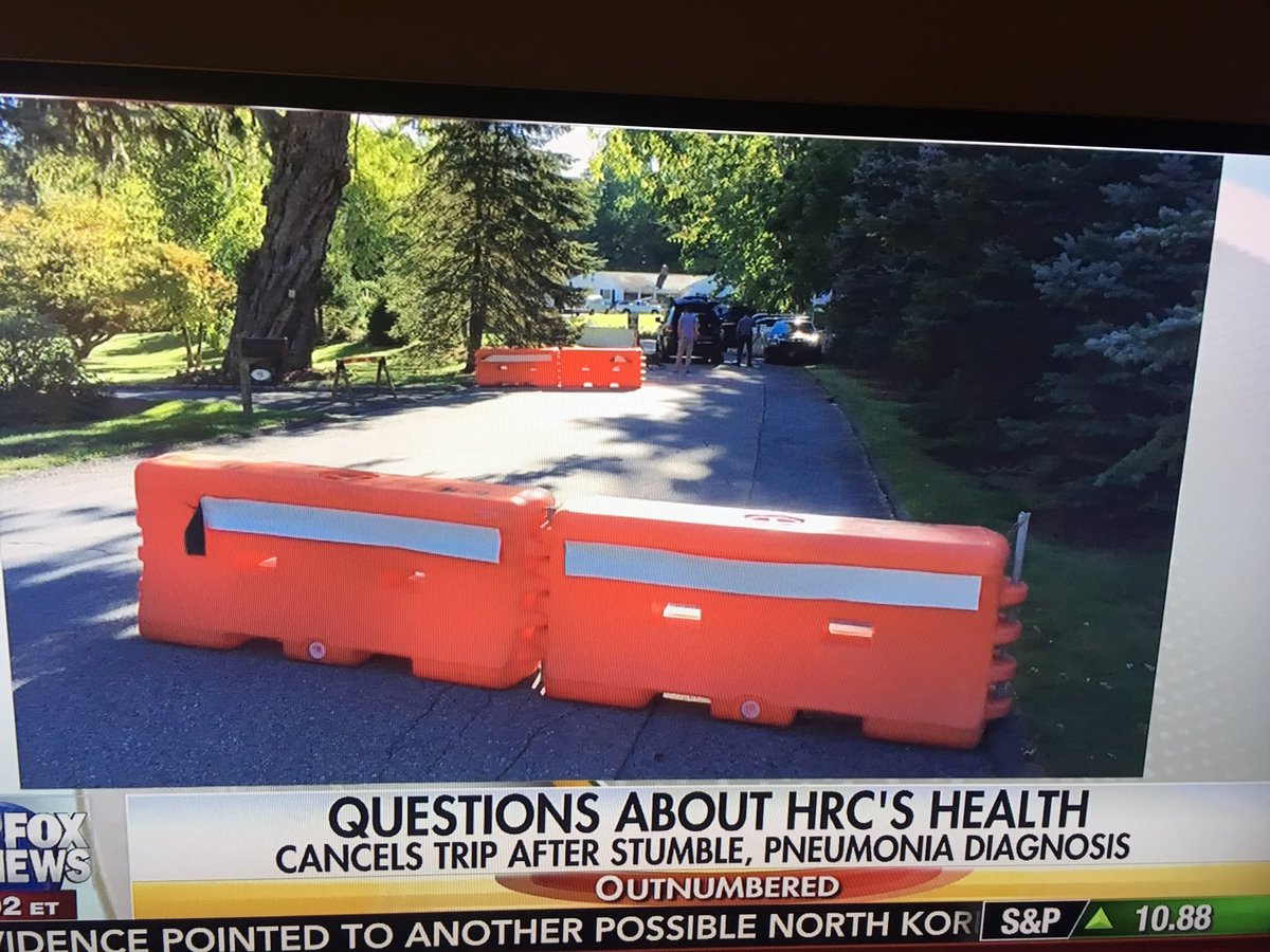 AmericanMade__'s tweet photo. #HRC is hiding her Real Health issues and her #WallStreetTranscripts from Americans #HillarysHealth with barriers https://t.co/6pqCcIpt4l