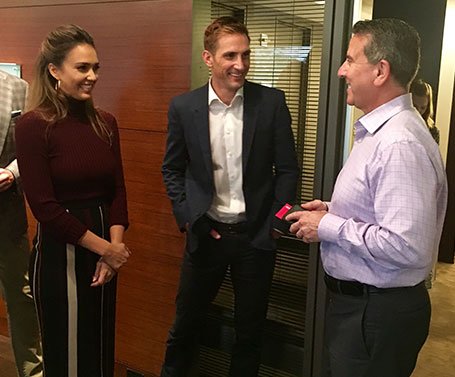 .<a href="/Target/">Target</a> CEO Brian Cornell greets <a href="/Honest/">HONEST</a>'s Jessica &amp; Christopher after their great chat w/ our team! #WeAreTarget