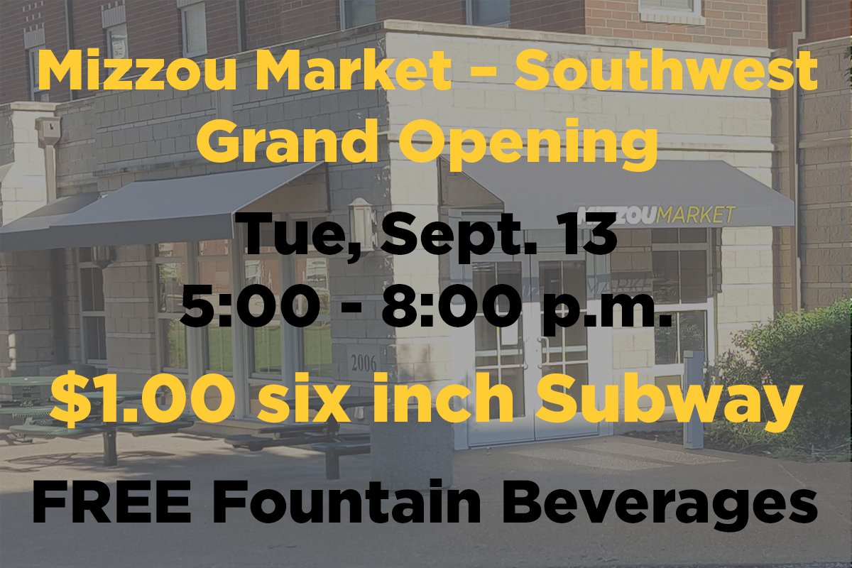 mucampusdining's tweet photo. Tomorrow's Mizzou Market – Southwest Grand Opening is going to be fantastic. Be there. https://t.co/iZSG5TiwoX
