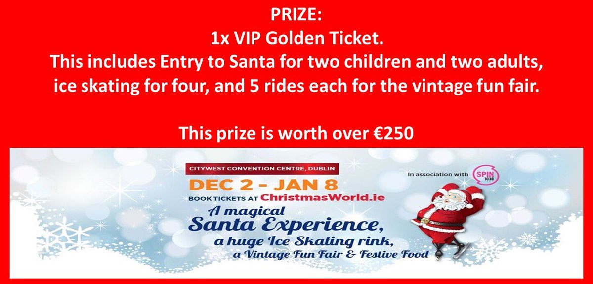 KildareHour's tweet photo. Our Prize tonight is a VIP GOLDEN TICKET to @ChristmasW0rld aaaaah!!! #kildarehour #XmasWorldDublin https://t.co/LhlokaMPKr