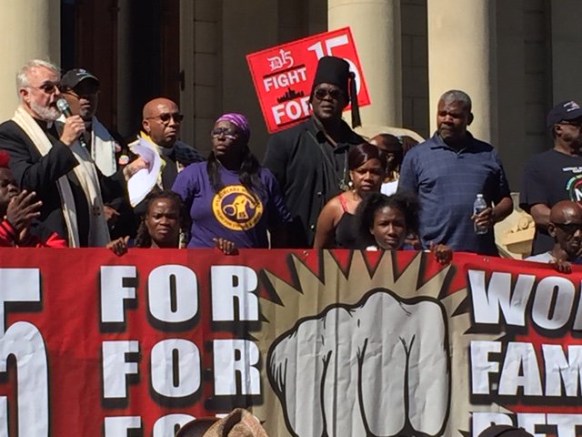 CareIsEssential's tweet photo. #FightFor15 home care worker Henrietta Ivey joining faith leaders at the Michigan
state capitol #MoralRevival https://t.co/TxnUaRXiLi